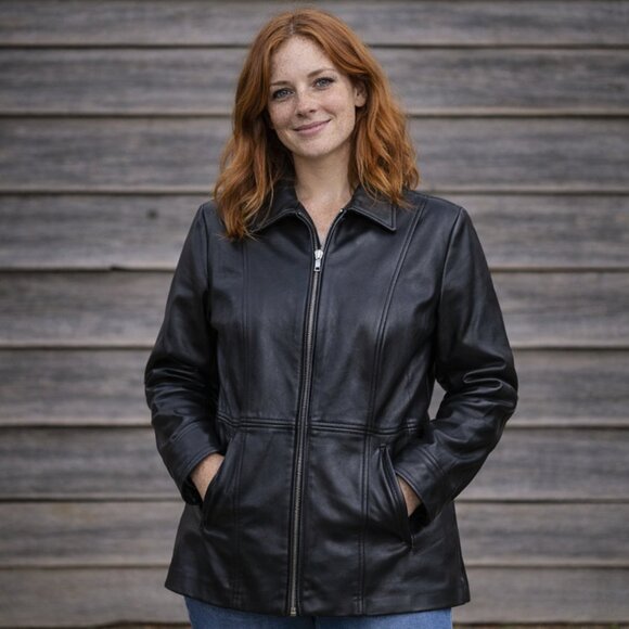 Wilsons Leather Jackets & Blazers - Wilsons Leather Women's Black Zip Up Jacket, Size Large